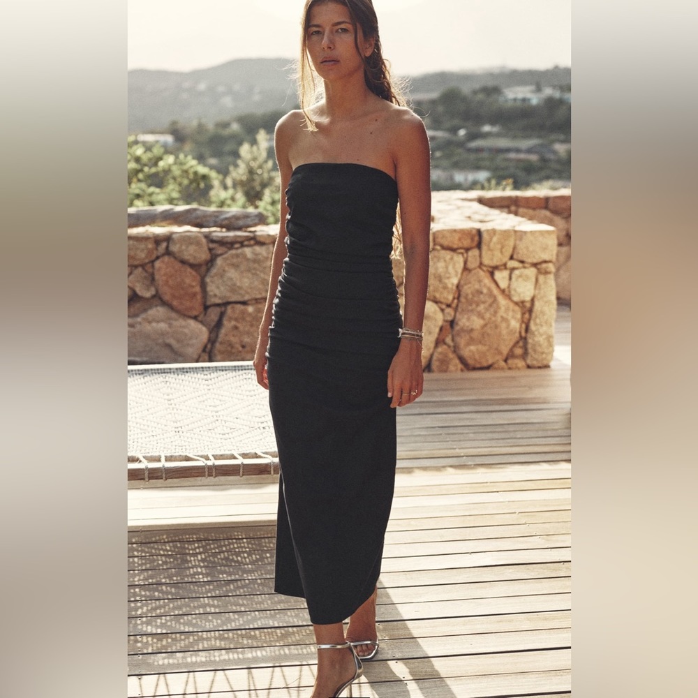 NWT ZARA DRAPED MIDI DRESS COLOR BLACK